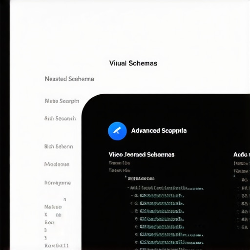 Complex Schema Markup Strategies Visual representation of advanced schema markup with rich snippets and voice search integration.