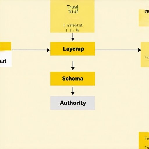 Diagram showing layered schema Markup elements enhancing website trust and authority