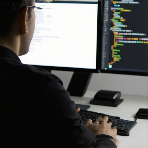 Web designer coding schema markup on a computer screen