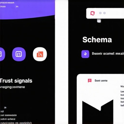 Web design with schema markup icons and trust signals