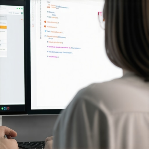 Web developer working on schema markup code in a website