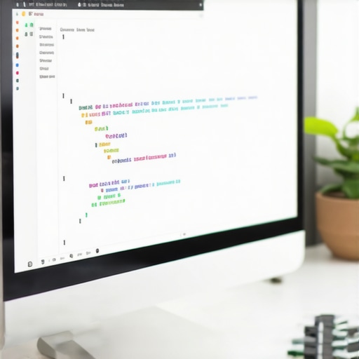 Developer analyzing schema markup code on a computer monitor.