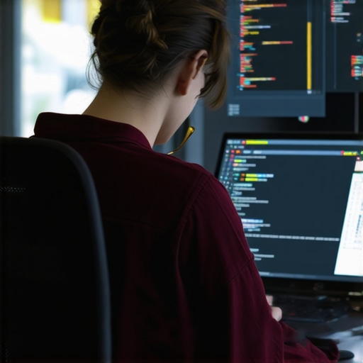 Building Trust Through Schema and Web Design Person editing schema markup and designing a website on a laptop with analytics charts