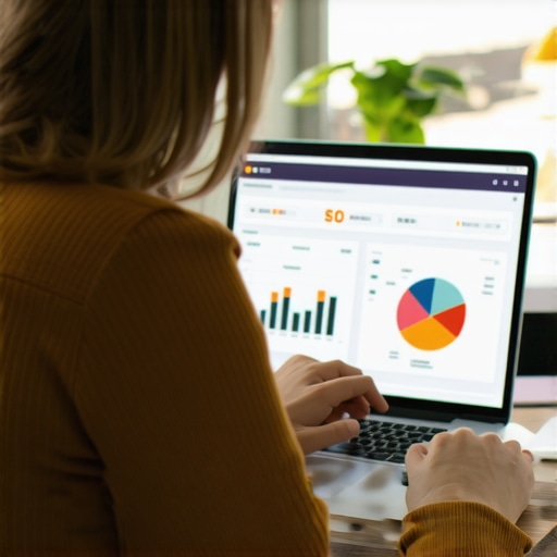 Person working on SEO optimization tools on laptop