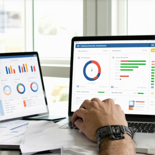 Person in a modern office applying schema markup on a laptop for SEO optimization.