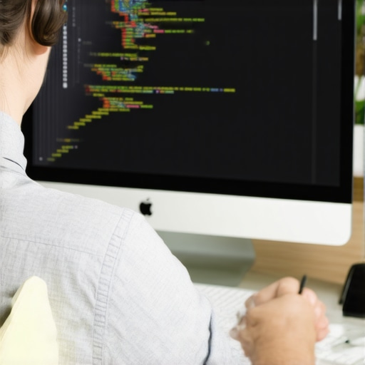 Web developer working on schema markup code to improve website SEO performance.