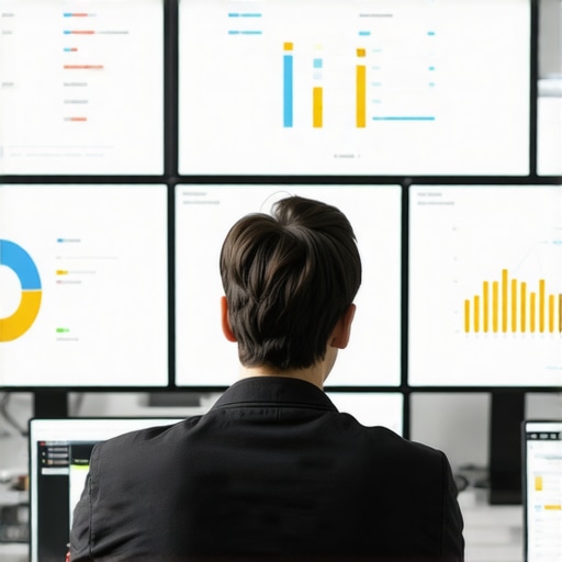 A professional reviewing website analytics on multiple monitors for long-term website health.