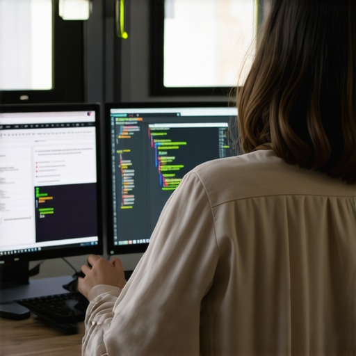 Expert reviewing schema markup and website performance metrics.