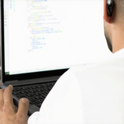 Developer editing schema code on a computer to correct website structured data