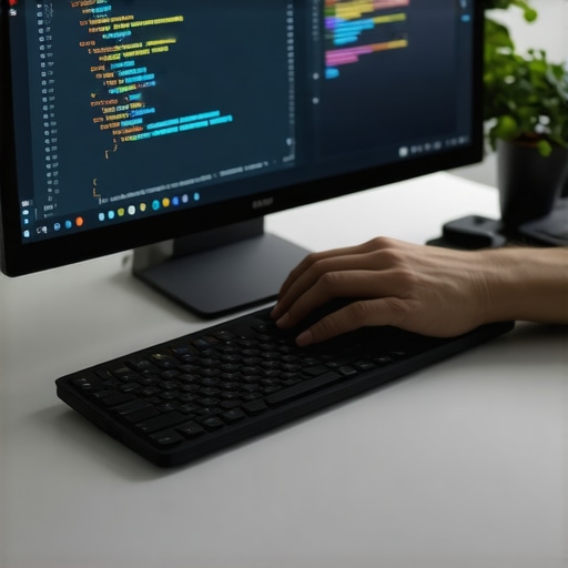 Developer analyzing schema markup and SEO analytics on computer for website maintenance.