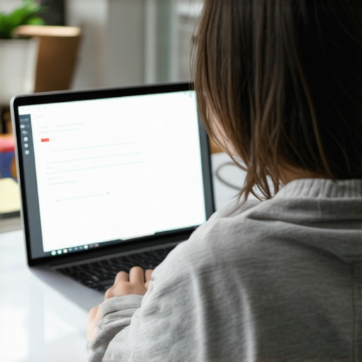 A person editing schema markup code on a computer for SEO enhancement.