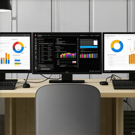 Screens displaying SEO and schema validation tools on a tech workspace.