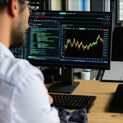 Webmaster working with SEO software and site audit tools on a laptop.