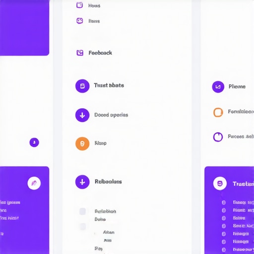 Website elements showing schema markup, trust badges, reviews, and citations for search engine trust.