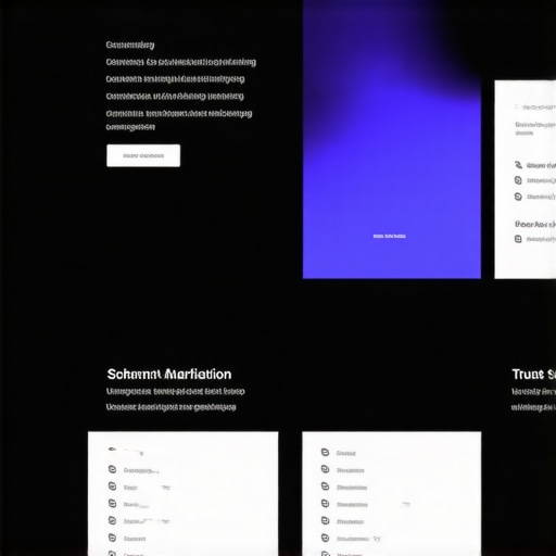 A collage of website design components showcasing speed, navigation, trust signals, schema, mobile responsiveness, and visuals.